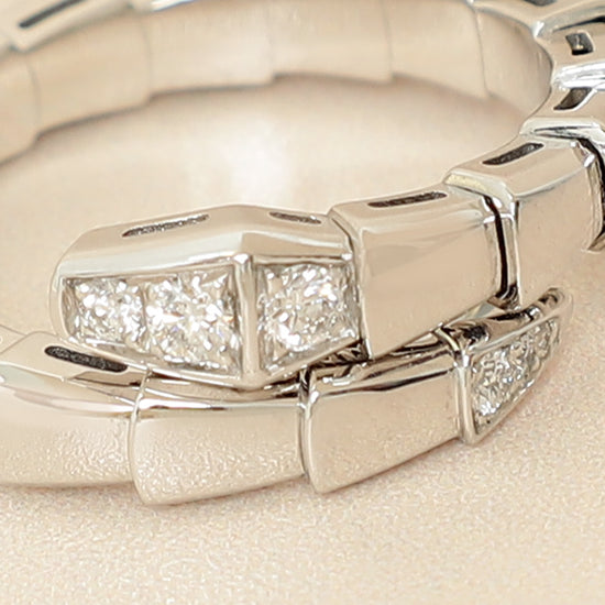 Bvlgari 18K White Gold Serpenti Viper Diamond Ring 54-56-Bvlgari-THE CLOSET