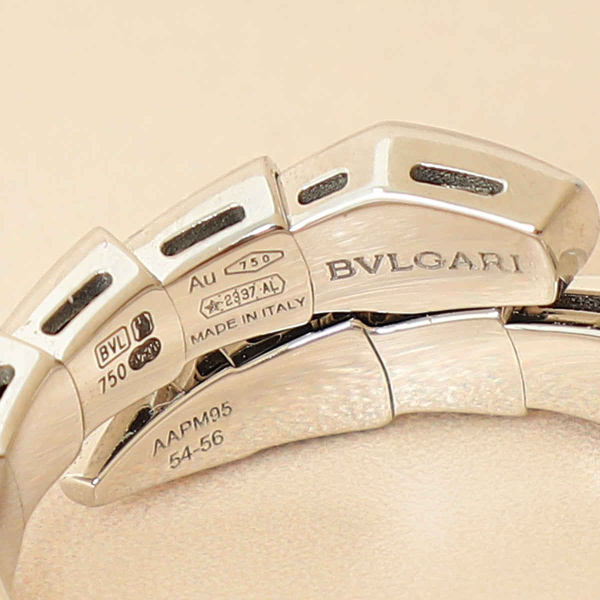 Bvlgari 18K White Gold Serpenti Viper Diamond Ring 54-56-Bvlgari-THE CLOSET