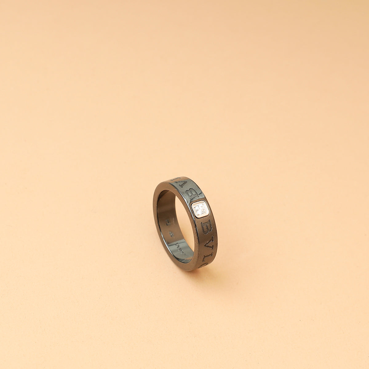 Bvlgari Black Bvlgari Essential Ceramic w/Diamond Ring 54-Bvlgari-THE CLOSET