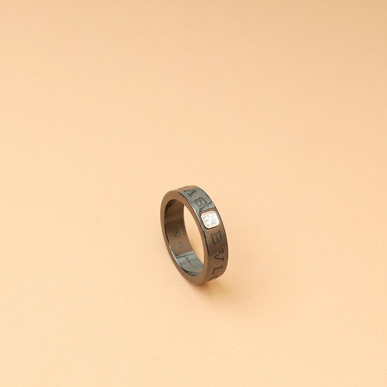 Bvlgari Black Bvlgari Essential Ceramic w/Diamond Ring 54-Bvlgari-THE CLOSET