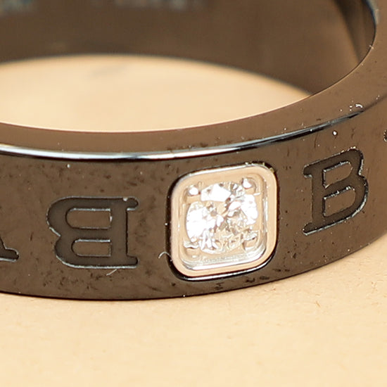 Bvlgari Black Bvlgari Essential Ceramic w/Diamond Ring 54-Bvlgari-THE CLOSET