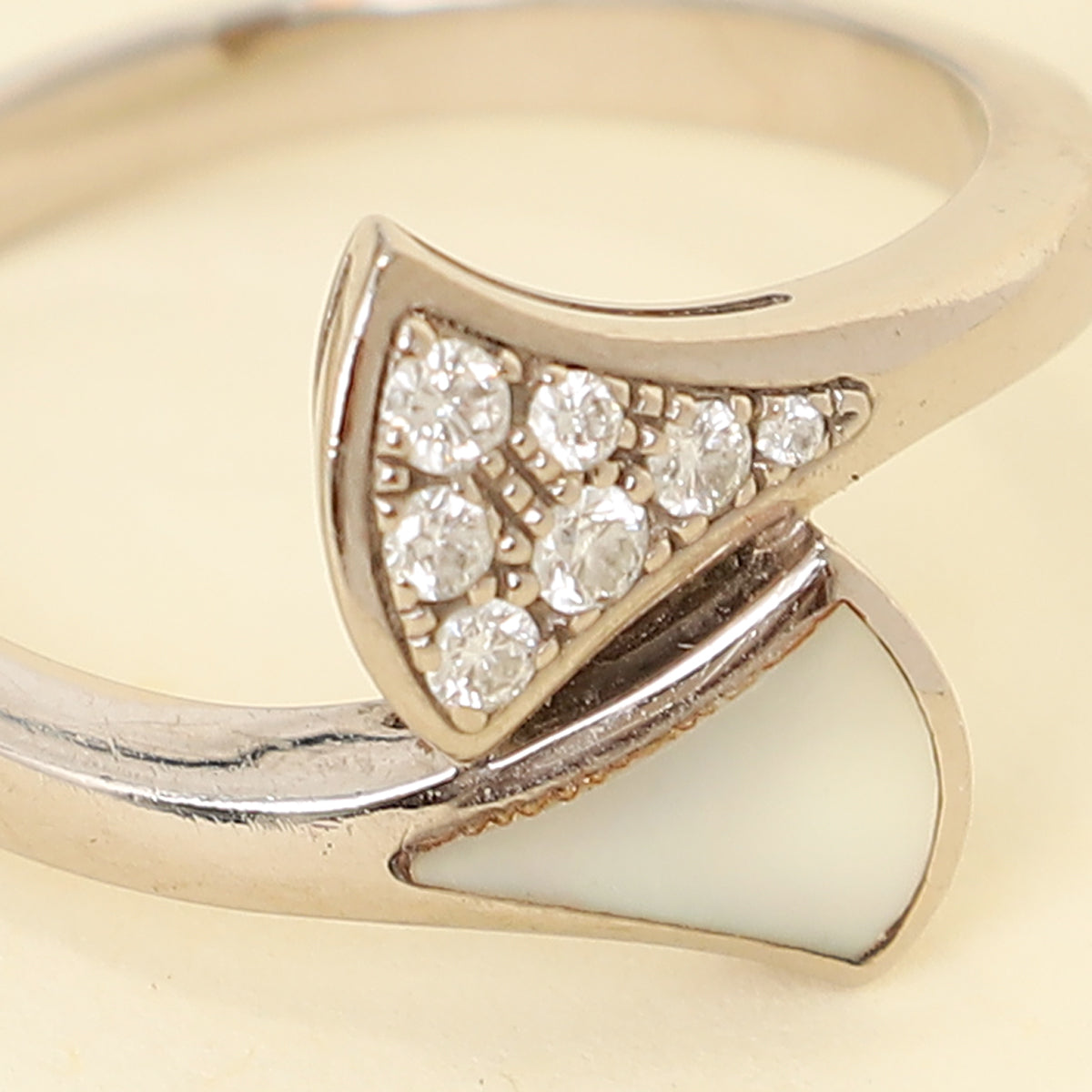 Bvlgari 18K White Gold Diamond MOP Diva's Dream Ring 51-Bvlgari-THE CLOSET