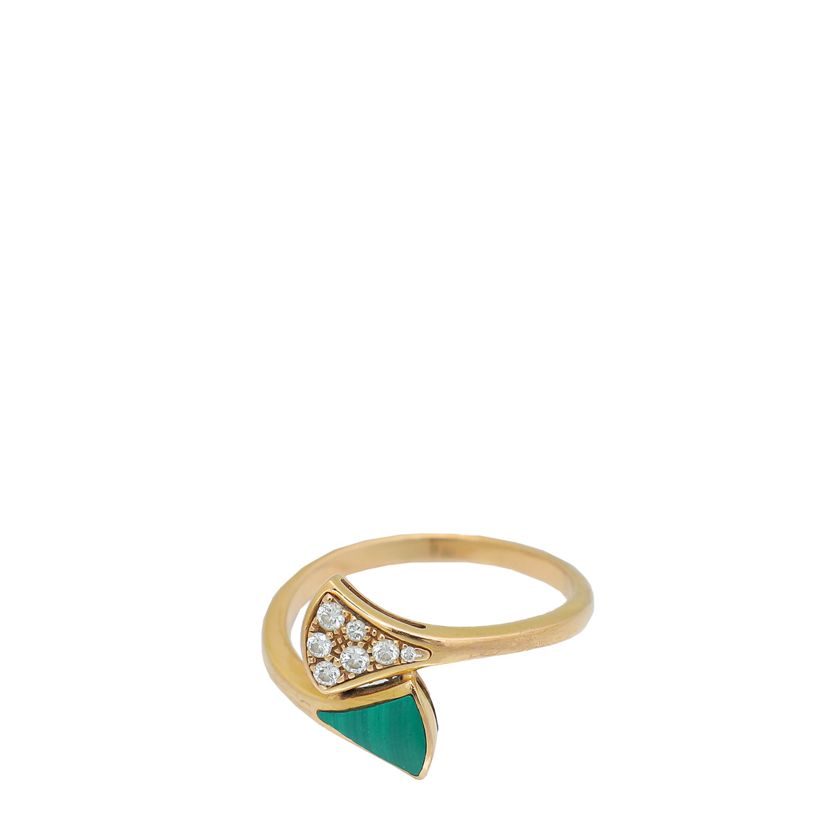 Bvlgari 18K Rose Gold Malachite Diamond Diva's Dream Ring 53-Bvlgari-THE CLOSET