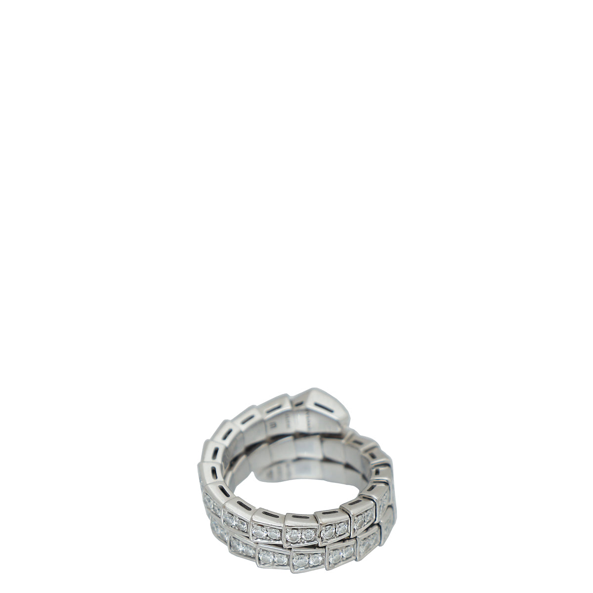 Bvlgari 18K White Gold Diamond Serpenti Viper Two-Coil Medium Ring-Bvlgari-THE CLOSET