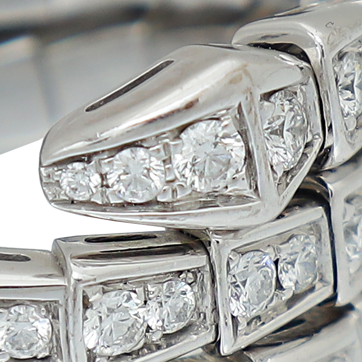 Bvlgari 18K White Gold Diamond Serpenti Viper Two-Coil Medium Ring