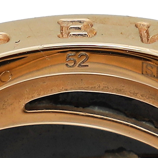 Bvlgari 18K Rose Gold Black Ceramic B Zero1 Design Legend Ring 52