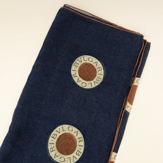 Bvlgari Navy Blue Printed Silk Scarf-Bvlgari-THE CLOSET