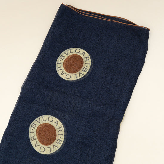 Bvlgari Navy Blue Printed Silk Scarf-Bvlgari-THE CLOSET