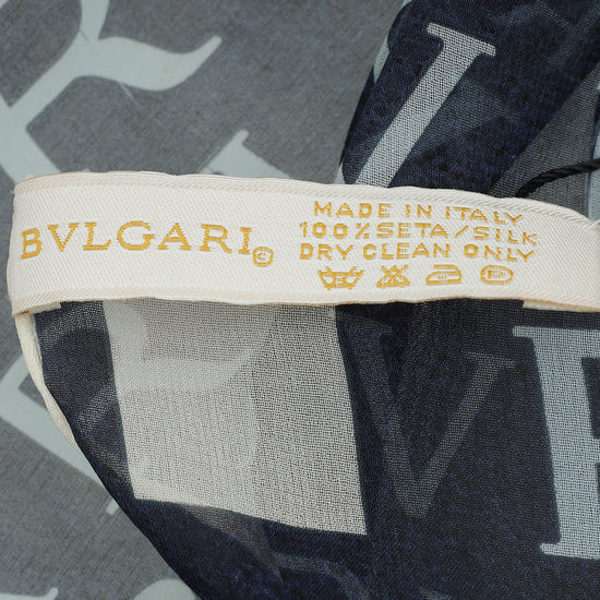 Bvlgari Bicolor Logo Silk Scarf