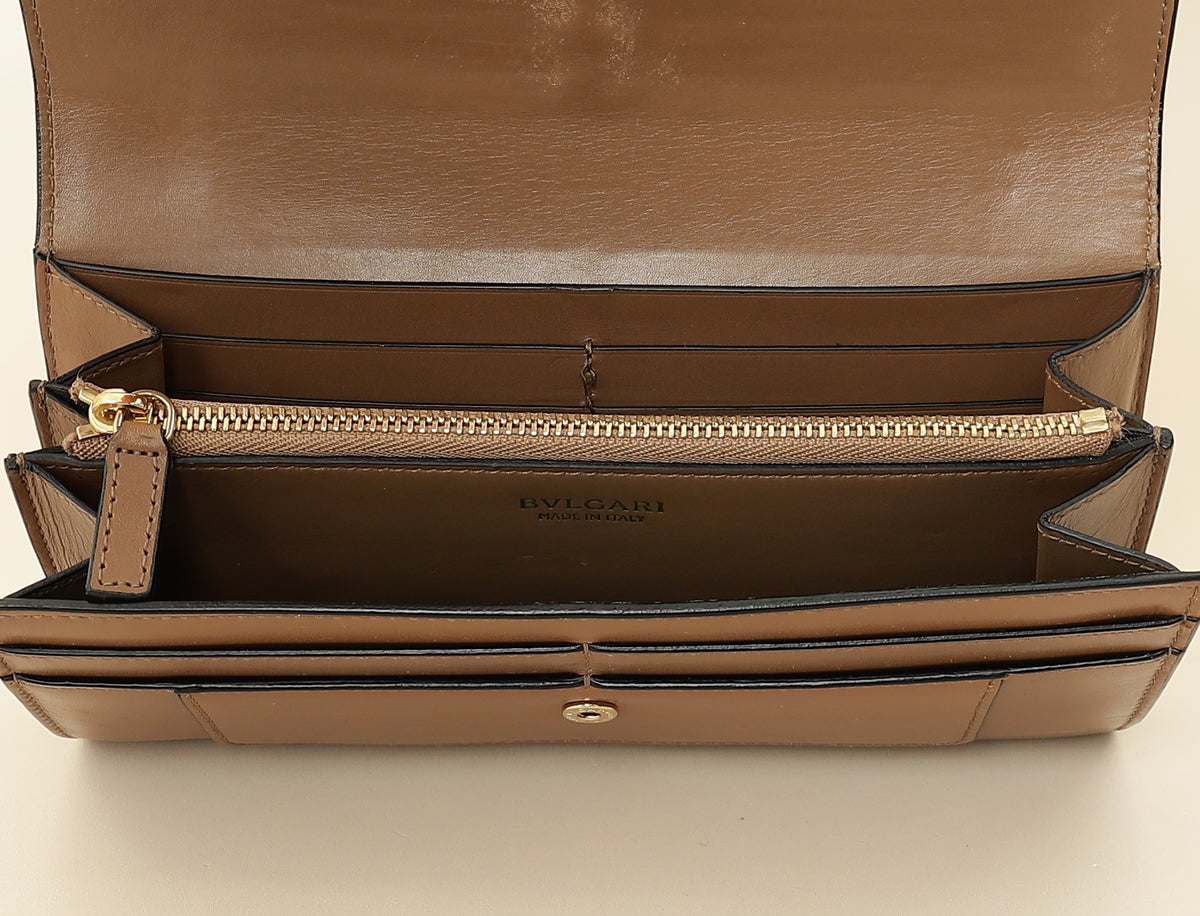 Bvlgari Brown Serpenti Forever Flap Long Wallet-Bvlgari-THE CLOSET