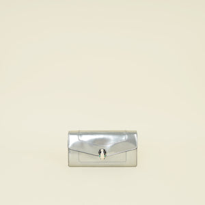 Bvlgari Metallic Silver Serpenti Forever Continental Wallet