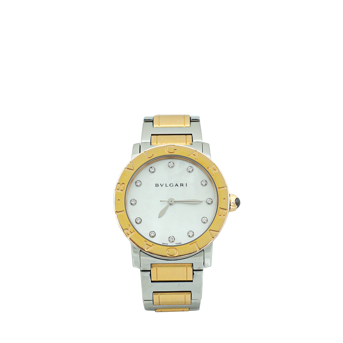 Bvlgari 18K Yellow Gold Stainless Steel Diamond MOP 33mm Automatic Watch