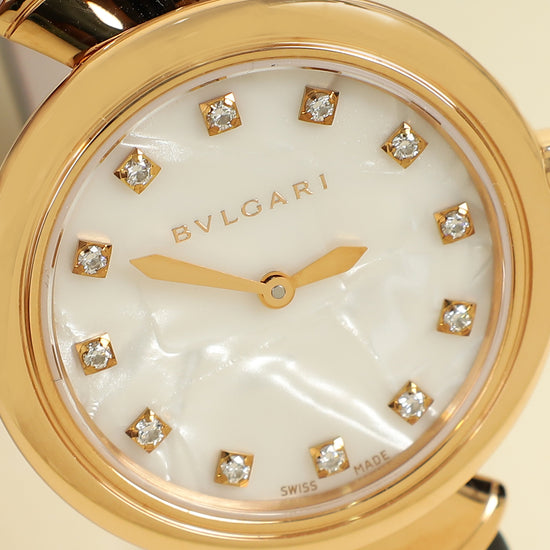Bvlgari 18K Rose Gold Divas Dream MOP Diamond Dial 30mm Quartz Movement Watch