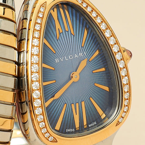 Bvlgari Stainless Steel Rose Gold Diamond Serpenti Tubogas Single Spiral Quartz 35mm Small Watch-Bvlgari-THE CLOSET