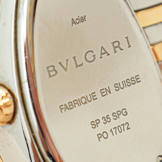 Bvlgari Stainless Steel Rose Gold Diamond Serpenti Tubogas Single Spiral Quartz 35mm Small Watch-Bvlgari-THE CLOSET