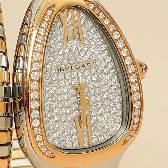 Bvlgari 18K Rose Gold ST,ST Serpenti Tubogas Pave Diamond Dial 35mm Quartz Watch-Bvlgari-THE CLOSET