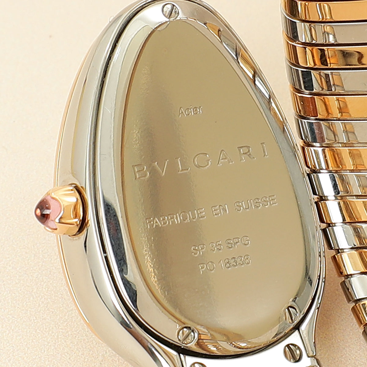 Bvlgari 18K Rose Gold ST,ST Serpenti Tubogas Pave Diamond Dial 35mm Quartz Watch-Bvlgari-THE CLOSET