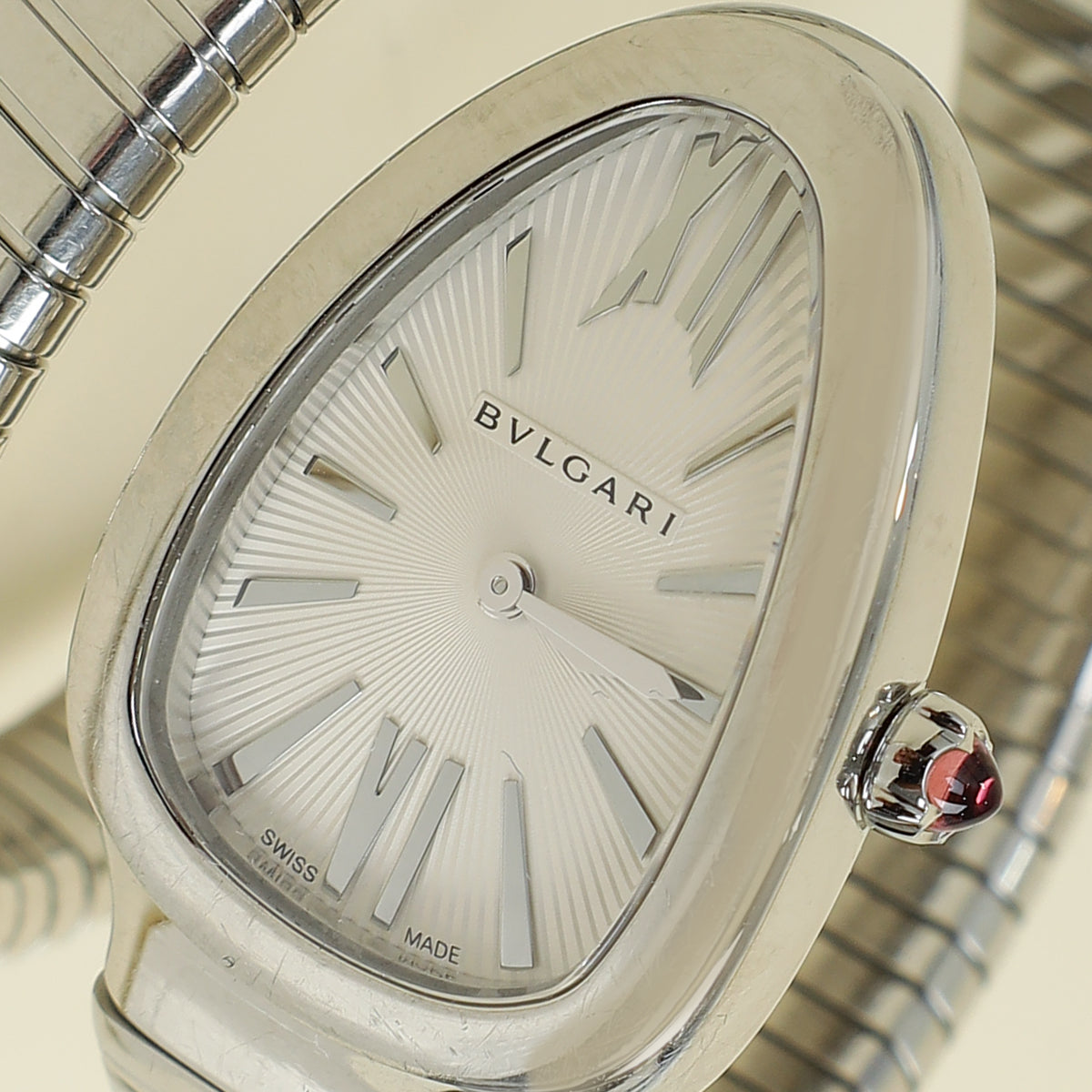 Bvlgari Stainless Steel Serpenti Tubogas Single Spiral Quartz Movment 35mm Watch