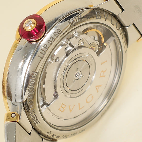 Bvlgari 18K Pink Gold Stainless Steel Diamond Lvcea 33mm Automatic Watch
