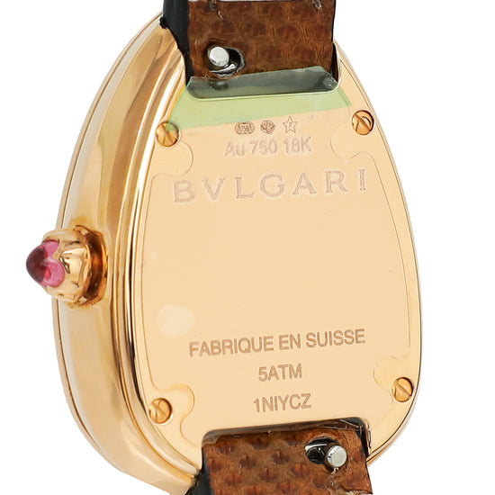 Bvlgari Serpenti 18K Rose Gold Wrap Karung Strap MOP Twist Double 27mm Quartz Watch