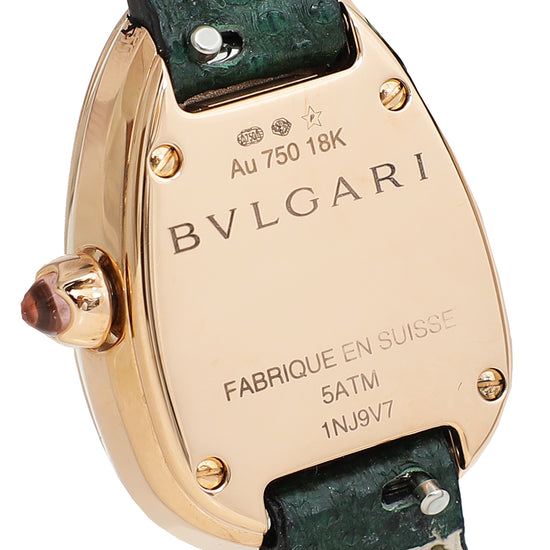 Bvlgari 18K Rose Gold Wrap Karung Strap Serpenti Twist Double Quartz 27mm Watch