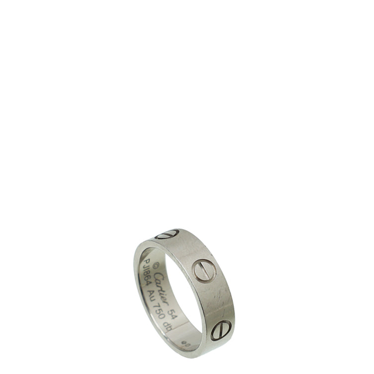 Cartier 18K White Gold Love Wedding Band Ring 54-Cartier-THE CLOSET