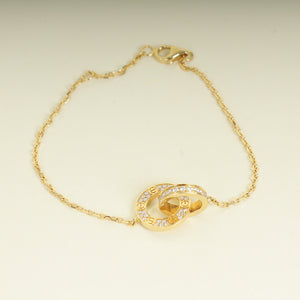 Cartier 18K Yellow Gold Diamond Interlocking Love Chain Bracelet
