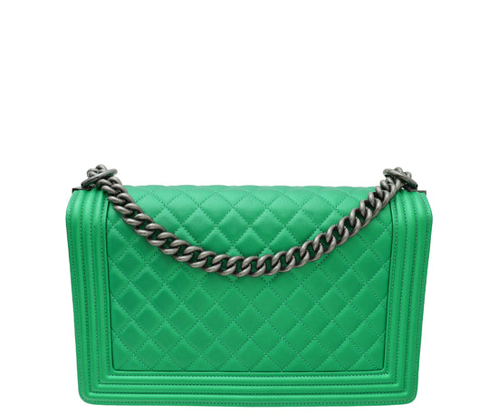 Chanel Metallic Green Le Boy New Medium Flap Bag