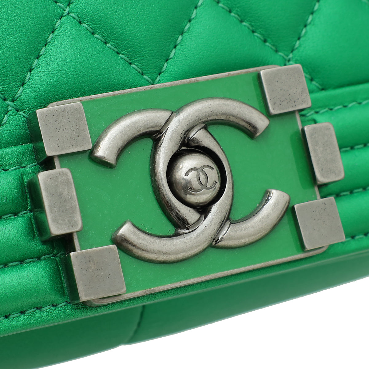 Chanel Metallic Green Le Boy New Medium Flap Bag