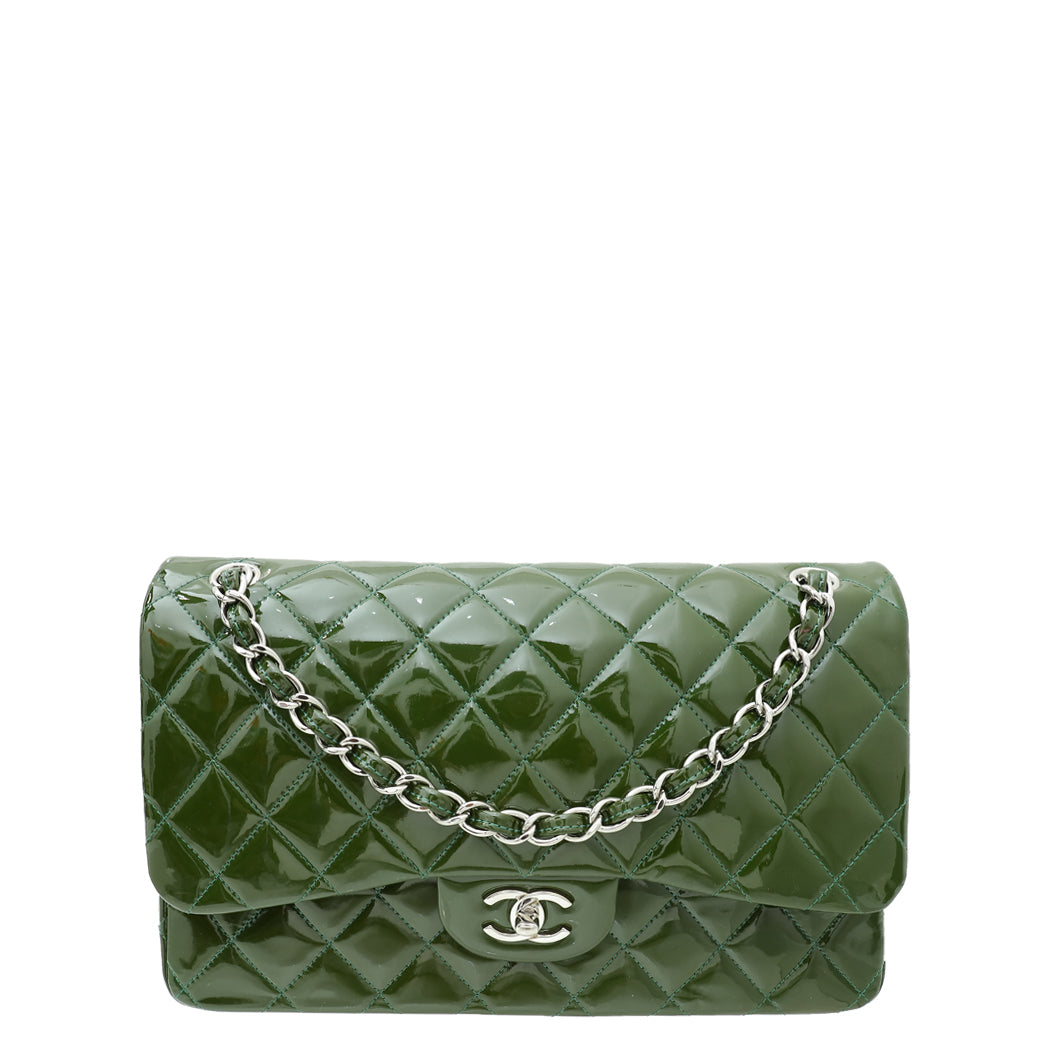 Chanel Olive CC Classic Double Flap Jumbo Bag