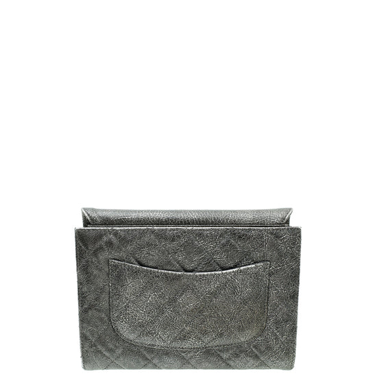 Chanel Metallic Dark Silver CC Zip Away Chain Clutch