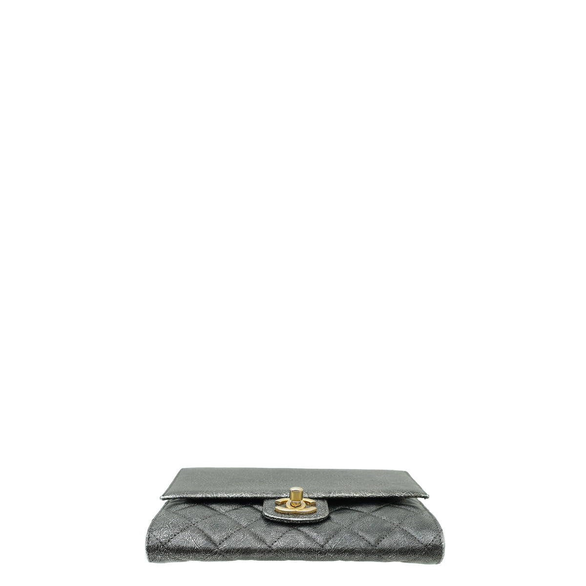 Chanel Metallic Dark Silver CC Zip Away Chain Clutch