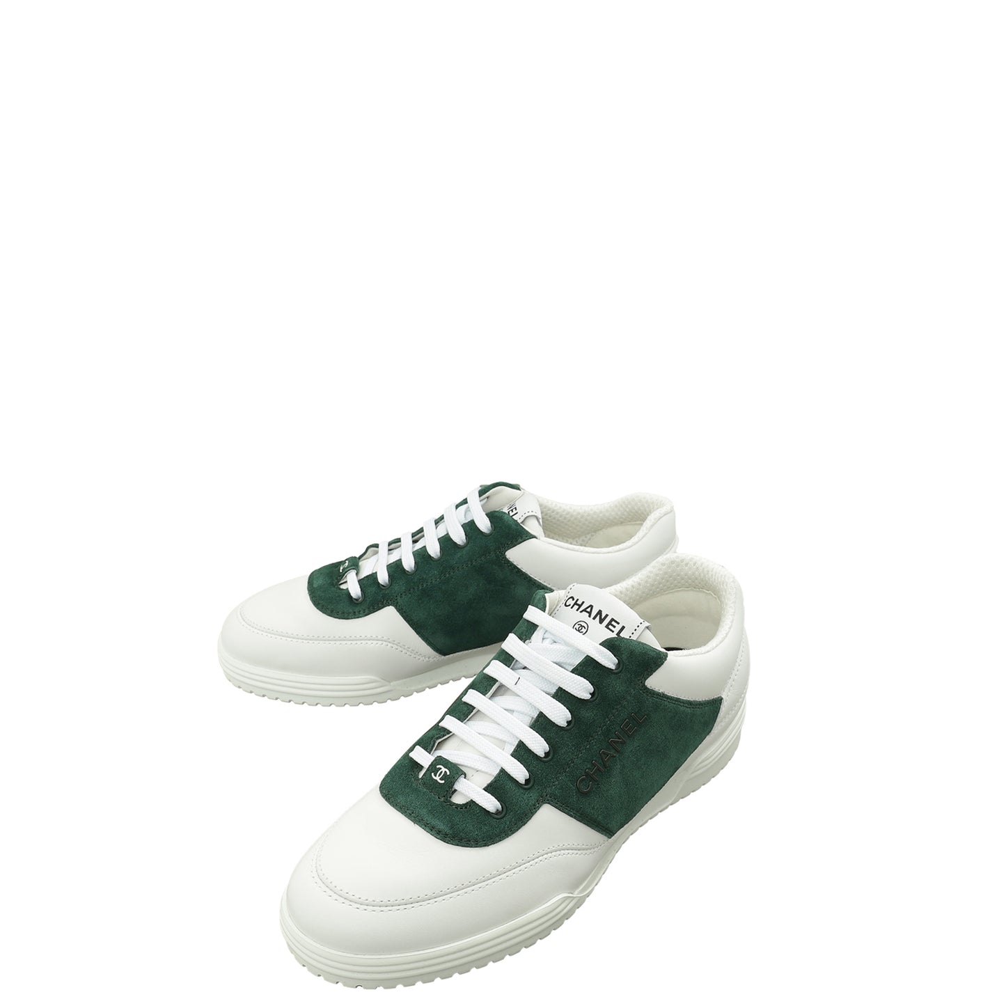 Chanel Bicolor Logo Lace Up Sneakers 38