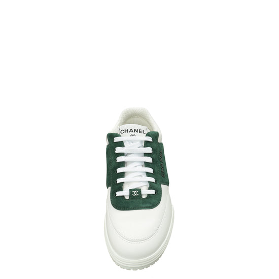 Chanel Bicolor Logo Lace Up Sneakers 38