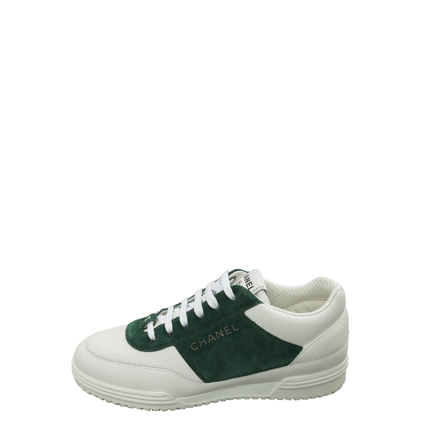 Chanel Bicolor Logo Lace Up Sneakers 38