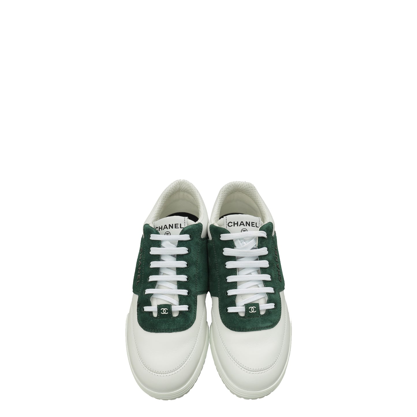 Chanel Bicolor Logo Lace Up Sneakers 38