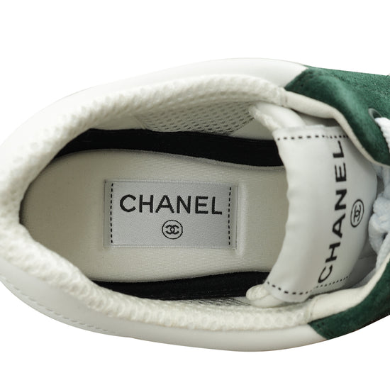 Chanel Bicolor Logo Lace Up Sneakers 38