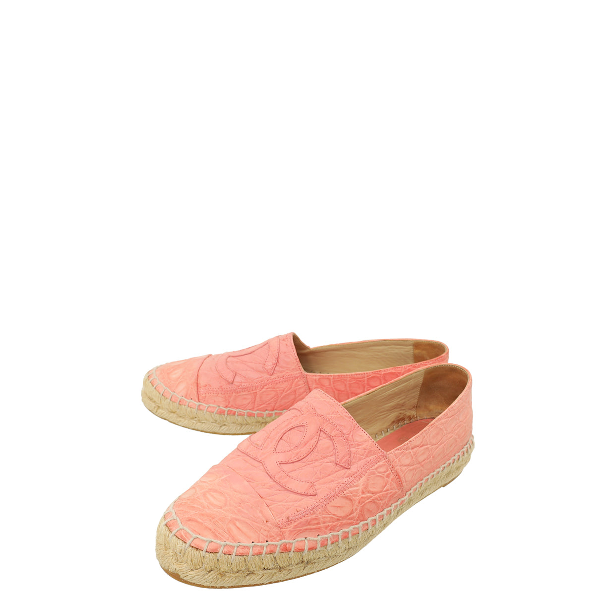 Chanel Pink Matte Alligator CC Espadrille 39