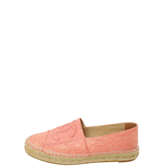 Chanel Pink Matte Alligator CC Espadrille 39