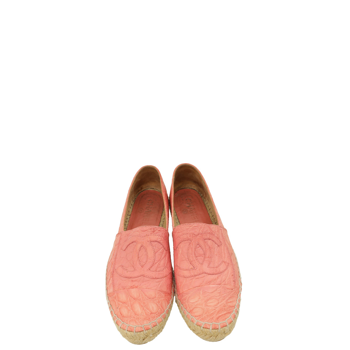 Chanel Pink Matte Alligator CC Espadrille 39