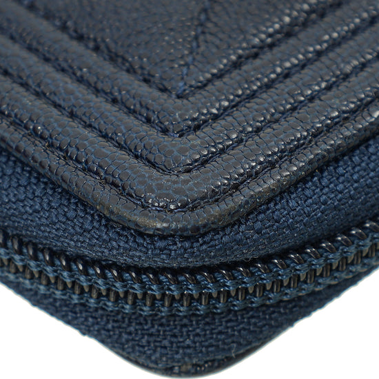 Chanel Navy Blue Le Boy Zip Coin Purse