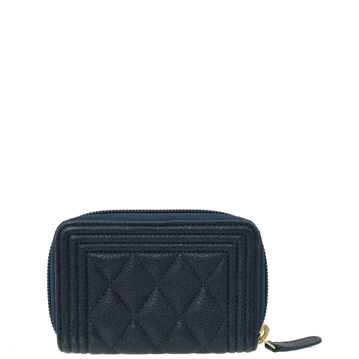 Chanel Navy Blue Le Boy Zip Coin Purse