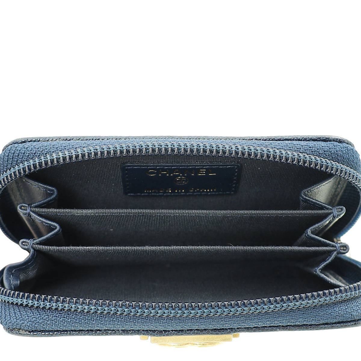 Chanel Navy Blue Le Boy Zip Coin Purse