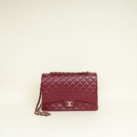 Chanel Burgundy Classic Double Flap Maxi Bag