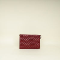 Chanel Burgundy CC Quilted Zip Pouch