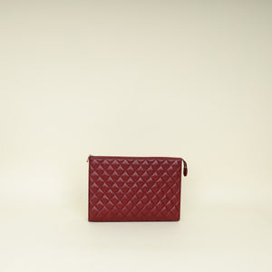 Chanel Burgundy CC Quilted Zip Pouch