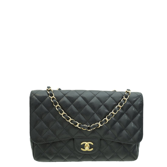 Chanel Black CC Classic Single Flap Jumbo Bag