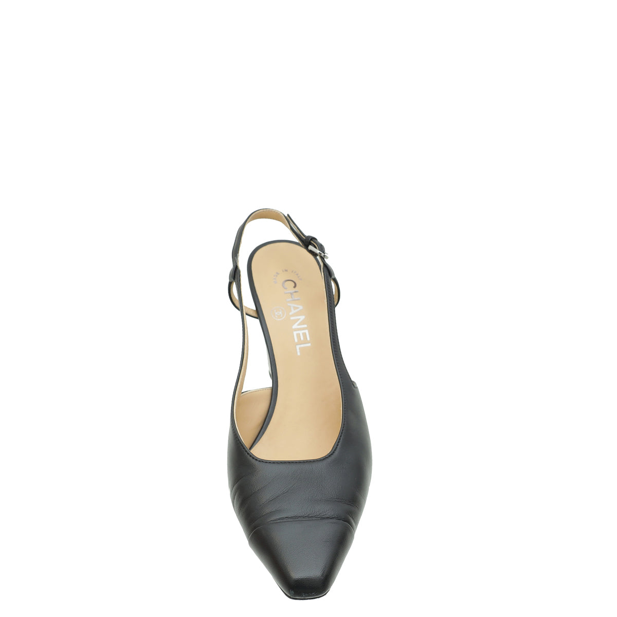 Chanel Black CC Cap Toe Metal Edges Slingback Pump 38-Chanel-THE CLOSET