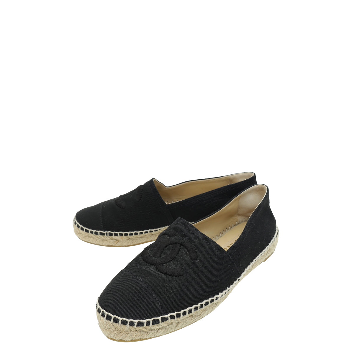 Chanel Black CC Cap Toe Espadrille 38