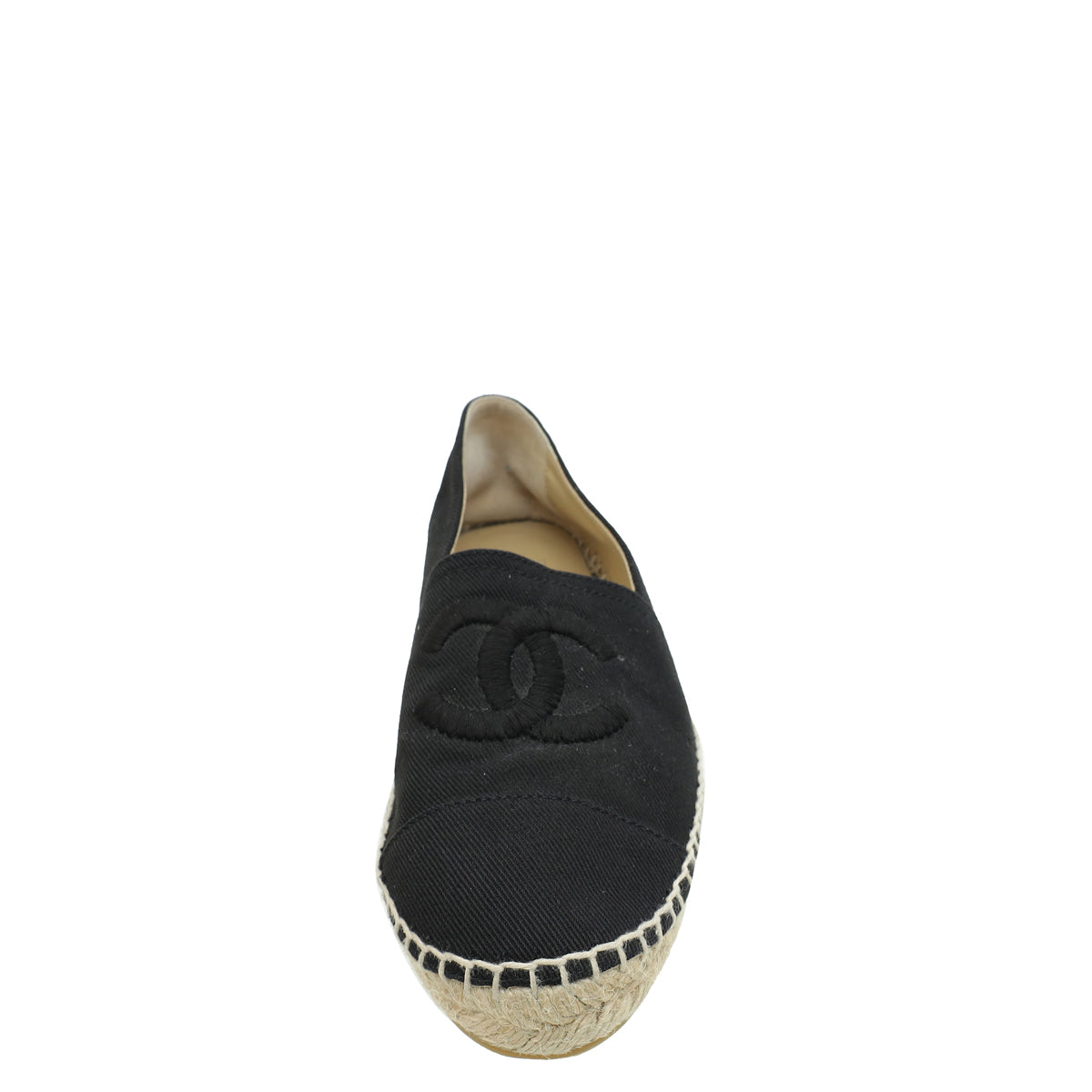 Chanel Black CC Cap Toe Espadrille 38